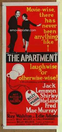 w362 APARTMENT Australian daybill movie poster '60 Wilder, Lemmon, MacLaine