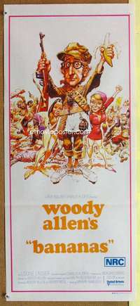 w374 BANANAS Australian daybill movie poster '71 Woody Allen, Jack Davis art