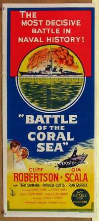 w378 BATTLE OF THE CORAL SEA Australian daybill movie poster '59 Robertson