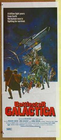 w379 BATTLESTAR GALACTICA Australian daybill movie poster '78 Tanenbaum art!
