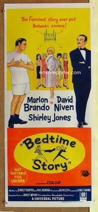 w381 BEDTIME STORY Australian daybill movie poster '64 Marlon Brando, Niven
