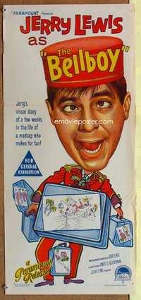 w383 BELLBOY Australian daybill movie poster '60 Jerry Lewis slapstick!