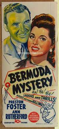 w384 BERMUDA MYSTERY Australian daybill movie poster '44 Preston Foster
