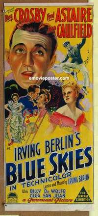 w395 BLUE SKIES Australian daybill movie poster '46 Astaire, Bing Crosby