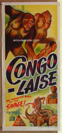 w449 CONGOLAISE Australian daybill movie poster '50 African jungle apes!