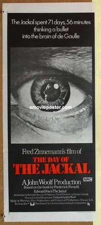 w466 DAY OF THE JACKAL Australian daybill movie poster '73 classic eye art!