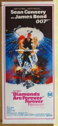 w471 DIAMONDS ARE FOREVER Australian daybill movie poster '71 Connery, Bond