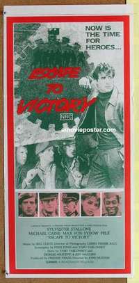 w985 VICTORY Australian daybill movie poster '81 soccer, Stallone, Pele