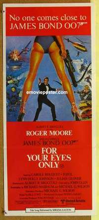 w516 FOR YOUR EYES ONLY Australian daybill movie poster '81 Moore as Bond!