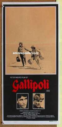 w530 GALLIPOLI Australian daybill movie poster '81 Peter Weir classic, Mel