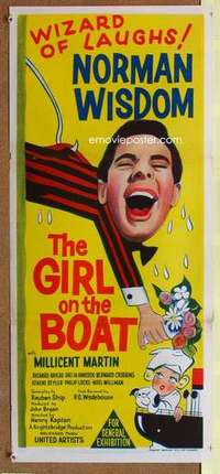 w535 GIRL ON THE BOAT Australian daybill movie poster '62 English comedy!