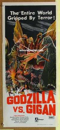w540 GODZILLA ON MONSTER ISLAND Australian daybill movie poster '72 Toho