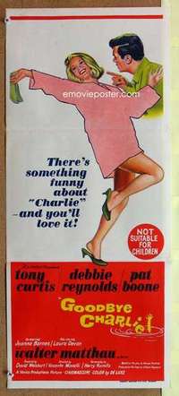 w547 GOODBYE CHARLIE Australian daybill movie poster '64 Curtis, Reynolds