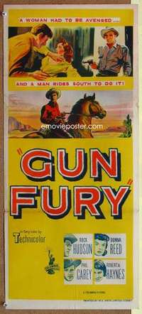 w559 GUN FURY Australian daybill movie poster '53 Rock Hudson, Donna Reed