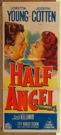 w567 HALF ANGEL Australian daybill movie poster '51 Loretta Young, Cotten