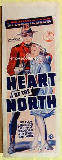 w323 HEART OF THE NORTH long Australian daybill movie poster '38 Dick Foran