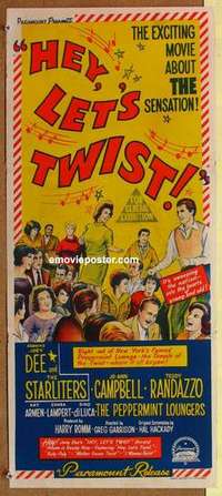 w580 HEY LET'S TWIST Australian daybill movie poster '62 Dee, rock n roll!