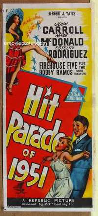 w582 HIT PARADE OF 1951 Australian daybill movie poster '50 John Carroll
