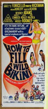 w591 HOW TO STUFF A WILD BIKINI Australian daybill movie poster '65 Annette
