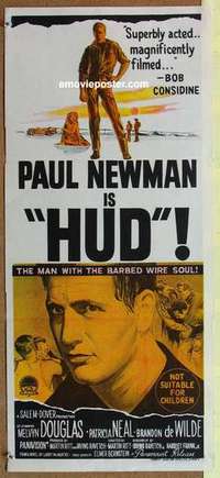 w592 HUD Australian daybill movie poster '63 Paul Newman, Martin Ritt