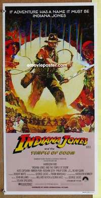 w603 INDIANA JONES & THE TEMPLE OF DOOM Vaughan art style Australian daybill movie poster '84
