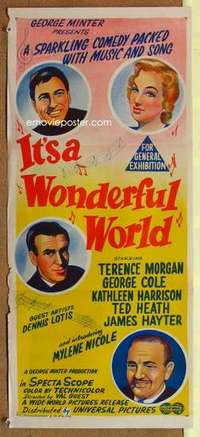 w609 IT'S A WONDERFUL WORLD Australian daybill movie poster '56 jazz!