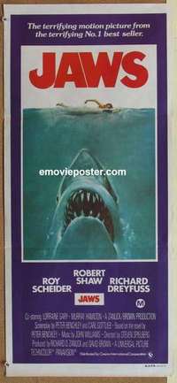 w612 JAWS Australian daybill movie poster '75 Steven Spielberg classic shark!