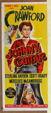 w618 JOHNNY GUITAR Australian daybill movie poster '54 Joan Crawford, Ray