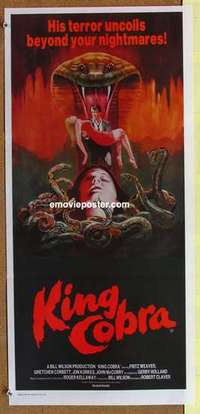 w629 KING COBRA Australian daybill movie poster '81 Jaws of Satan, snakes!
