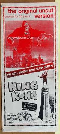 w630 KING KONG Australian daybill movie poster R70s Fay Wray, Armstrong