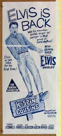 w635 KISSIN' COUSINS Australian daybill movie poster R70s Elvis Presley