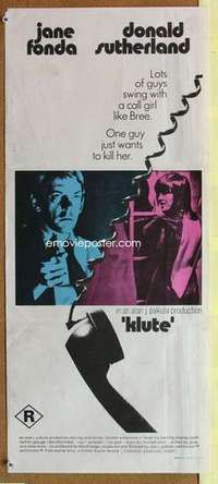 w637 KLUTE Australian daybill movie poster '71 Jane Fonda, Donald Sutherland