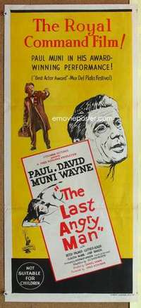 w643 LAST ANGRY MAN Australian daybill movie poster '59 Paul Muni, Wayne