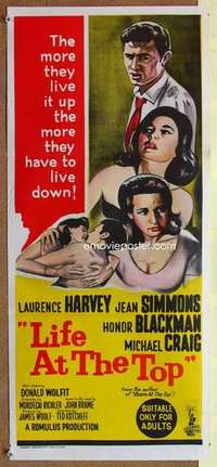 w655 LIFE AT THE TOP Australian daybill movie poster '66 Laurence Harvey