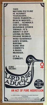 w662 LORD LOVE A DUCK Australian daybill movie poster '66 Tuesday Weld