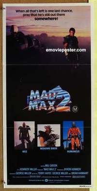 w671 MAD MAX 2: THE ROAD WARRIOR Australian daybill movie poster '82 Mel!