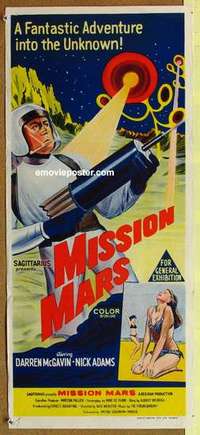 w695 MISSION MARS Australian daybill movie poster '68 Darren McGavin