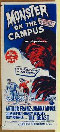 w698 MONSTER ON THE CAMPUS Australian daybill movie poster '58 Jack Arnold