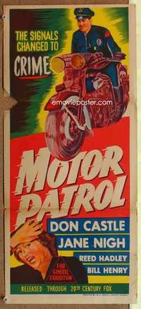 w703 MOTOR PATROL Australian daybill movie poster '50 Don Castle, Jane Nigh