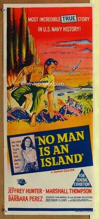 w725 NO MAN IS AN ISLAND Australian daybill movie poster '62 Jeff Hunter
