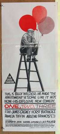 w743 ONE TWO THREE Australian daybill movie poster '62 Billy Wilder, Cagney