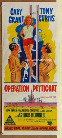 w744 OPERATION PETTICOAT Australian daybill movie poster '59 Grant, Curtis