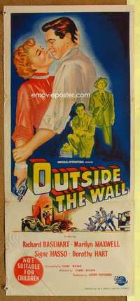 w754 OUTSIDE THE WALL Australian daybill movie poster '50 Marilyn Maxwell