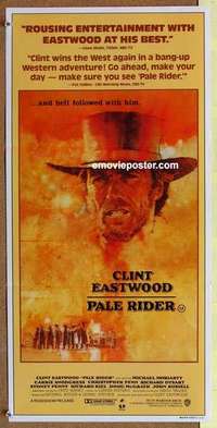 w758 PALE RIDER Australian daybill movie poster '85 Dudash art of Eastwood!