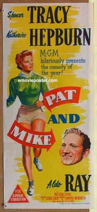 w762 PAT & MIKE Australian daybill movie poster '52 Spencer Tracy, Hepburn