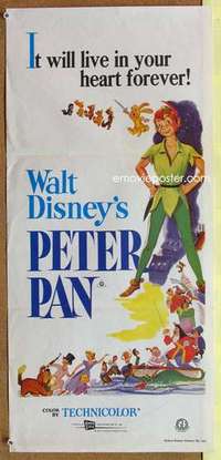 w768 PETER PAN Aust daybill R70s Walt Disney animated cartoon fantasy classic!