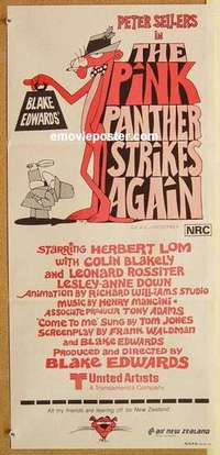 w775 PINK PANTHER STRIKES AGAIN Australian daybill movie poster '76 Sellers