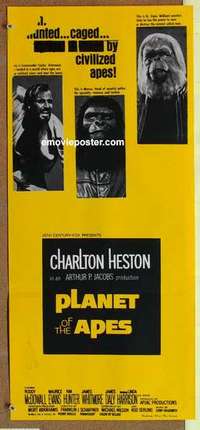 w777 PLANET OF THE APES Australian daybill movie poster '68 Heston