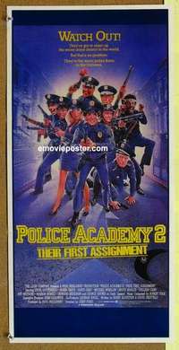 w780 POLICE ACADEMY 2 Australian daybill movie poster '85 Drew Struzan art!