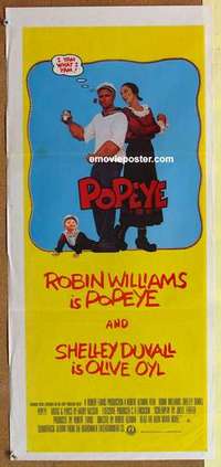 w782 POPEYE Australian daybill movie poster '80 Altman, Robin Williams